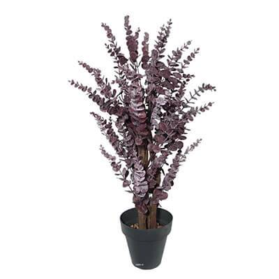 Eucalyptus artificel en pot H 80 cm pour extérieur mauve-violet