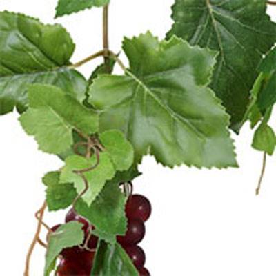 Grappe de raisin Bourgogne artificiel L 15 cm avec feuillage vigne Lg 45 cm