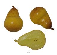 Demi Poire de luxe artificielle jaune-vert X 3 en Plastique soufflé 