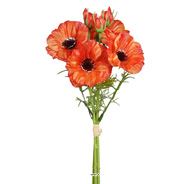 Bouquet de 6 coquelicots artificiels orange H 29 cm