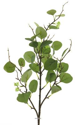 Branche d'eucalyptus artificielle Vert  L 27 cm H 92 cm avec feuille en tissu