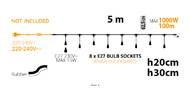 Guirlande Stalactite L 500 cm H 45-70 cm 8 portes ampoule douille E27 