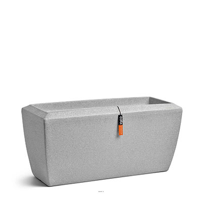 Jardinière rectangle granite en plastique moderne L90xH40xl40 cm Gris clair