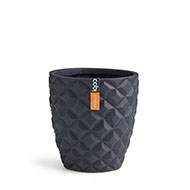 Joli pot effet 3D forme bullet fibres synthétiques H 10 x D 9 cm Noir