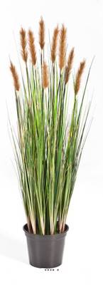 Graminée artificielle Marron H 90 cm 478 tiges 9 pompons en pot