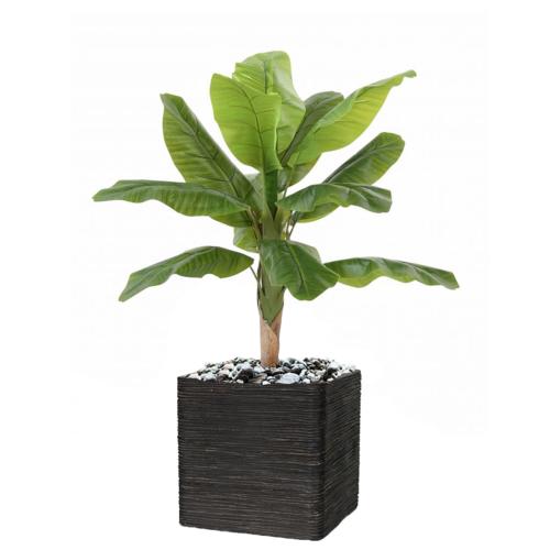 Bananier artificiel en pot Tronc naturel H 100 cm Vert