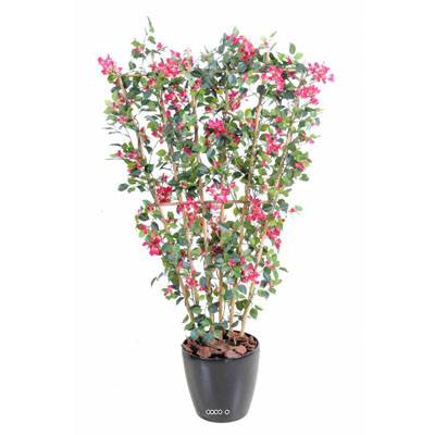 Bougainvillier palissade 6 cannes en pot artificiel H 130 cm Fuschia