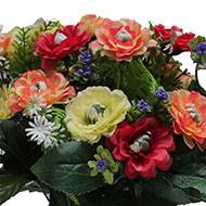 Pot fleurs artificielles pour le cimetière renoncules fleurettes H 36 cm D 30 cm Multicouleur