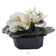 Bac carré fleurs artificielles Pensées Crème pour la Toussaint