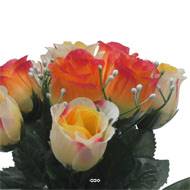 Pot pour Tombe de bouton de rose et mini fleurs Jaune artificiels - Toussaint 