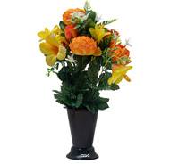 Pot Cône d'Hbiscus fleurs artificielles pour le cimetière H 45 cm D 25 cm Orange