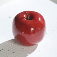 Pomme artificielle rouge brillante D9cm Superbe en décoration