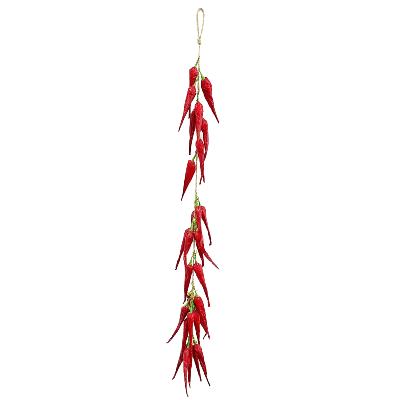 Piment d'espelette artificiel en guirlande Longueur 52 cm 16 piments rouges 1 cm