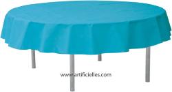 Nappe ronde Turquoise unie Tissu non tissé opaque D 2 40 m