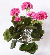 Géranium artificiel en piquet 33 cm Rose 6 têtes 37 feuilles