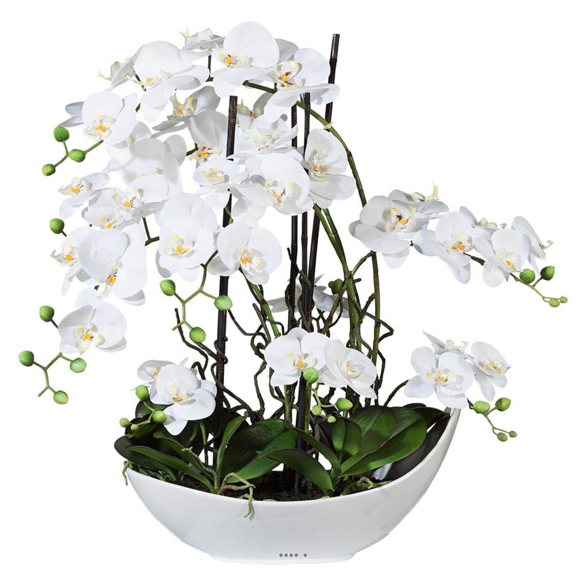 Orchidee artificielle 9 hampes en coupe Ceramique Blanc H 70 cm magistrale  du site Artificielles.c