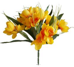 Bouquet de Crocus artificiels 31 fleurs tissu Hauteur 22 cm Top Jaune