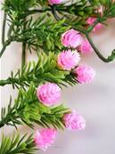 Chute de mini pomme de pin factice en PE 5 ramures L45cm Rose fushia