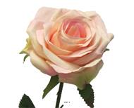 Rose factice Paris H64 cm tête D9cm 12 feuilles tissu Rose pâle - BEST