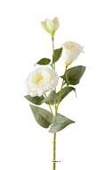 Lisianthus artificiel en tige H70cm D18cm 3 fleurs haut de gamme Crème