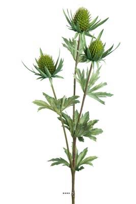 Chardon fleur factice H65cm 3 fleurs 3 ramures Rare et superbe Vert