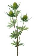 Chardon fleur factice H65cm 3 fleurs 3 ramures Rare et superbe Vert