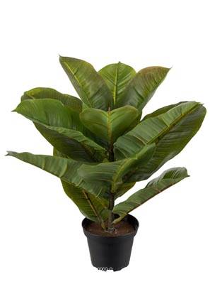 Ficus robusta artificiel en pot, H 30 cm, D 27 cm