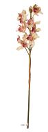 Superbe orchidée artificielle en tige H 85 cm 9 fleurons rose-crème