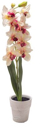 Grande orchidée artificielle en pot H 68 cm  Blanc rose