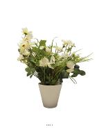 Bouquet de fleurs artificielles en pot H 38 cm  Crème