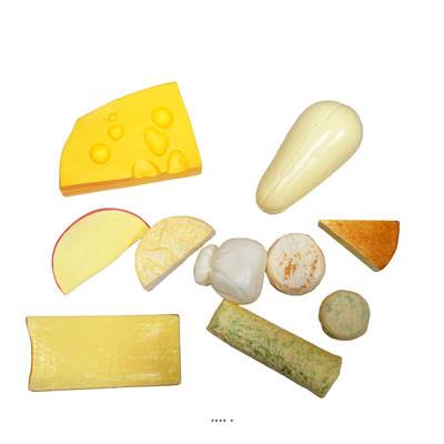 Assortiment de Fromages factices X 10 en Plastique soufflé L 55-160 mm