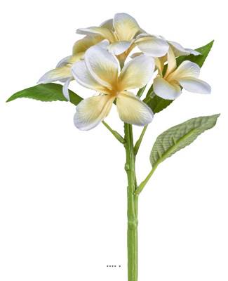 Frangipanier artificiel Jaune-Crème en branche fleurie H 28 cm