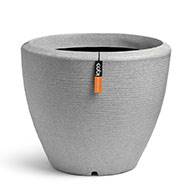 Pot évasé granite en plastique moderne H 25 x D 34 cm Gris clair