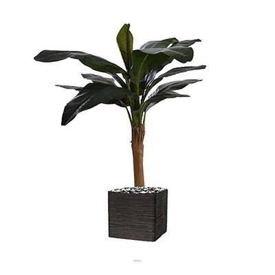 Bananier artificiel en pot 1 tronc feuillage large H 120 cm Vert