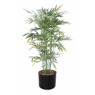 Bambou Artificiel cannes moyennes Vertes en pot feuillage tissu H 150 cm D 90 cm Vert