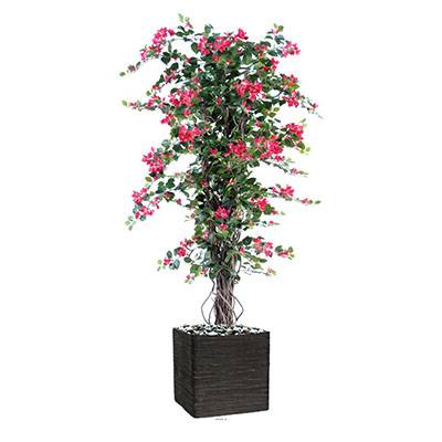 Bougainvillier artificiel en pot tronc naturel lianes H 150 cm Rose fushia