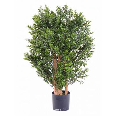 Buisson de buis artificiel en pot plastique anti-UV extérieur H 80 cm L 50 cm