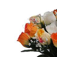 Composition fleurs artificielles cimetière pot boutons de roses D 30 cm Orange