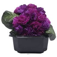 Bac carré fleurs artificielles œillets Pourpre pour la Toussaint