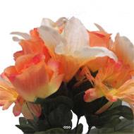 Pot pour Tombe de Bouton de Rose, Gerbera et Lys tigré Orange artificiels - Toussaint 