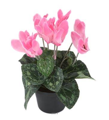 Cyclamen artificiel en pot H 20 cm D 15 cm qualité top Rose soutenu