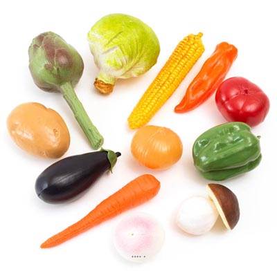 Légumes artificiels assortis en lot de 12 en Plastique soufflé