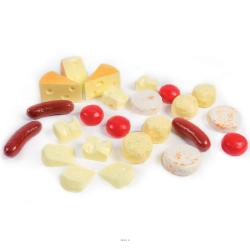 Assortiment de 24 fromages artificiels en plastique soufflée