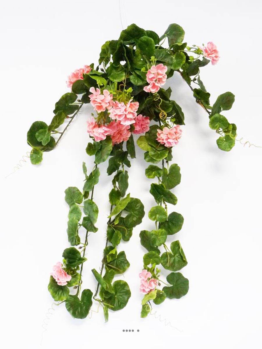 artificielles Géranium artificiel en piquet 80 cm 16 têtes superbes feuilles anti UV du site Artificielles.com