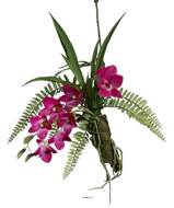 Orchidée Dendrobium en Latex sur branche à suspendre L50cm RoseSoutenu