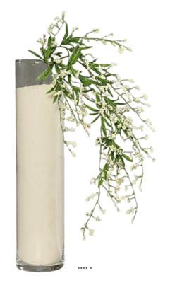 Branchage piquet fleuri artificiel H 69 cm très dense Crème