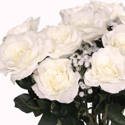 Bouquet artificiel création fleuriste calme blanc x15 roses H 75 cm