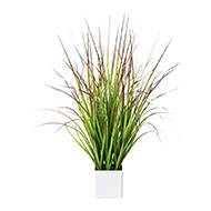 Herbe folle en pot artificielle H 76 cm Vert-Rouge