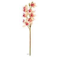 Superbe orchidée artificielle en tige H 85 cm 9 fleurons rose-crème