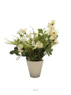 Bouquet de fleurs artificielles en pot H 38 cm  Crème